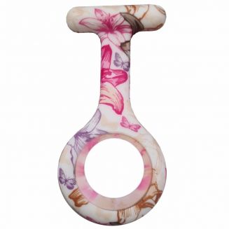 Fako® - Verpleegstershorloge - Siliconen Hoesje Print - Bloemen Roze/Paars