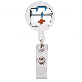 Fako Bijoux® - Badgehouder - Sleutel Houder - Rolspeld - Verpleegster - Zuster - Rond - Verbanddoos Siliconen - Wit
