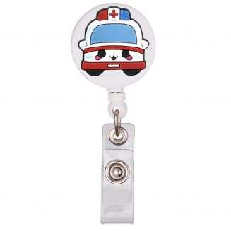 Fako Bijoux® - Badgehouder - Sleutel Houder - Rolspeld - Verpleegster - Zuster - Rond - Ambulance Siliconen - Wit