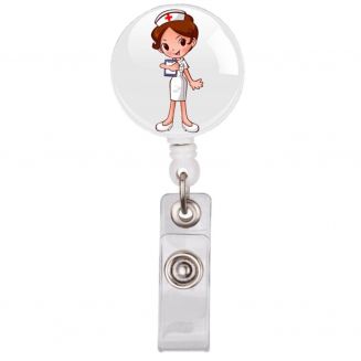 Fako Bijoux® - Badgehouder - Sleutel Houder - Rolspeld - Verpleegster - Zuster - Rond - Zuster Clipboard - Wit