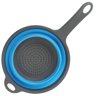 Fako® - Inklapbare Vergiet Met Handvat - Opvouwbaar - Siliconen - Groot - Blauw/Grijs