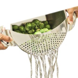 Fako® - RVS Afgiethulp Smal – Afgietdeksel Met Handvaten – Vaatwasmachinebestendig – Makkelijk Afgieten - 33cm