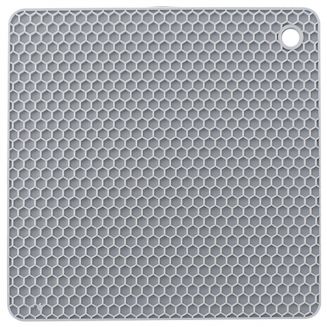 Fako® - Pannenonderzetter Hittebestendig - Onderzetter Voor Pannen - Siliconen Mat - Potopener - 18x18cm - Vierkant - Lichtgrijs