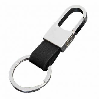 Fako Bijoux® - Sleutelhanger - Metaal & PU Leer - Rond - Zilverkleurig