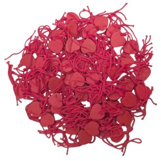 Fako Bijoux - Hartje Rood Geluksbrenger - Gelukshanger - Lucky Heart - Gelukspoppetjes - Hout - Rood - 50 Stuks