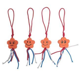 Fako Bijoux - Bloem Oranje Emoji Geluksbrenger - Gelukshanger - Lucky Flower - Gelukspoppetjes - Bloemetje Smiley - Hout - Oranje - 50 Stuks