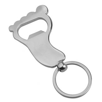 Fako Bijoux® - Sleutelhanger Flesopener - Blote Voet - Zilverkleurig