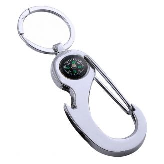 Fako Bijoux® - Sleutelhanger Flesopener Haak - Kompas - Zilverkleurig