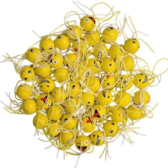 Fako Bijoux - Gelukspoppetjes Smiley Rond Geluksbrenger - Gelukshanger - Emoji Mix - Gelukspoppetjes - Hout - Geel - 50 Stuks