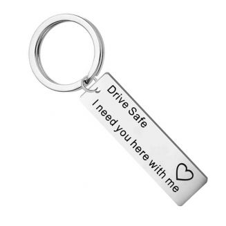 Fako Bijoux® - Sleutelhanger Drive Safe, I Need You Here With Me - Cadeau - Geschenk - Zilverkleurig