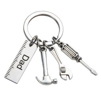 Fako Bijoux® - Sleutelhanger Dad - Gereedschap - Tools - Cadeau - Geschenk - Vaderdag - Zilverkleurig