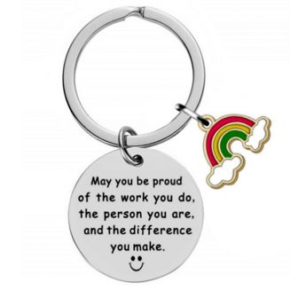 Fako Bijoux® - Sleutelhanger May You Be Proud Of The Work You Do ... - Regenboog - Cadeau - Geschenk - Zilverkleurig - VOORRAAD