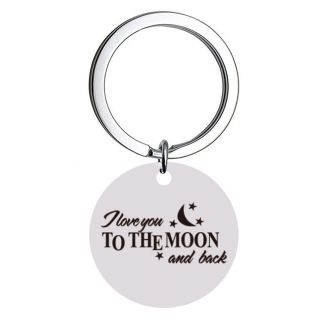 Fako Bijoux® - Sleutelhanger I Love You To The Moon And Back - Cadeau - Geschenk - Zilverkleurig