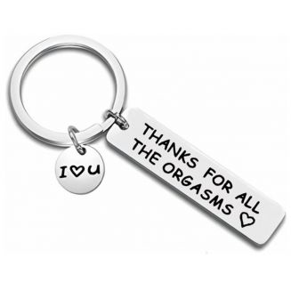 Fako Bijoux® - Sleutelhanger Thanks For All The Orgasms - Cadeau - Geschenk - Zilverkleurig