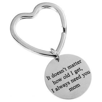 Fako Bijoux® - Sleutelhanger Mom I Always Need You - Hart - Cadeau - Geschenk - Mama - Moederdag - Zilverkleurig