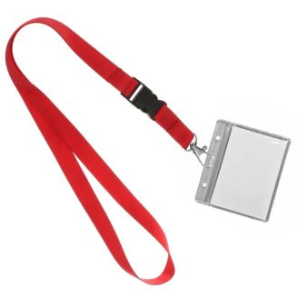 Merkloos - Keycord Met Pashouder - Lanyard - Sleutelkoord - Badgehouder - 51cm - 20mm - Rood