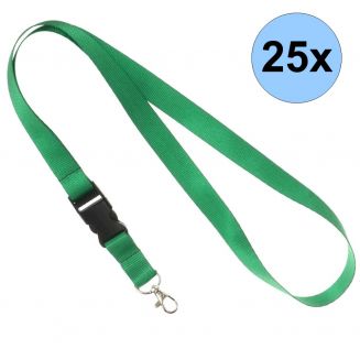 Fako Bijoux® - Keycord Classic - Lanyard - Sleutelkoord - Badgehouder - 51cm - 20mm - Groen - 25 Stuks
