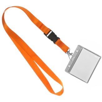 Merkloos - Keycord Met Pashouder - Lanyard - Sleutelkoord - Badgehouder - 51cm - 20mm - Oranje