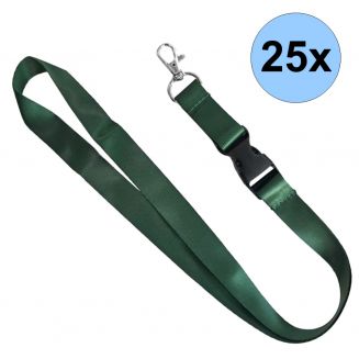 Fako Bijoux® - Keycord Classic - Lanyard - Sleutelkoord - Badgehouder - 51cm - 20mm - Donkergroen – 25 Stuks