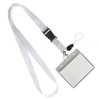 Fako Bijoux® - Keycord + Badgehouder Plastic XL - Sleutelkoord - Badgehouder - 51cm - 20mm - Wit