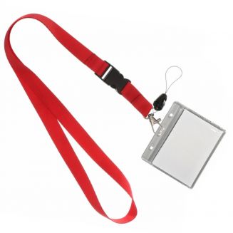 Fako Bijoux® - Keycord + Badgehouder Plastic XL - Sleutelkoord - Badgehouder - 51cm - 20mm - Rood