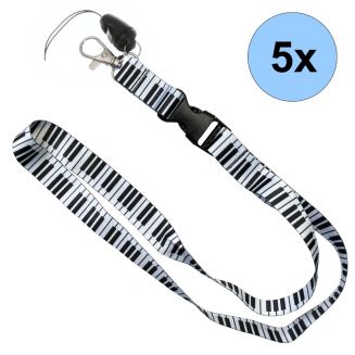 Fako Bijoux® - Keycord Print - Lanyard - Sleutelkoord - Badgehouder - 51cm - 20mm - Piano - 5 Stuks