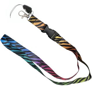 Fako Bijoux® - Keycord Print - Lanyard - Sleutelkoord - Badgehouder - 51cm - 20mm - Zebra Regenboog