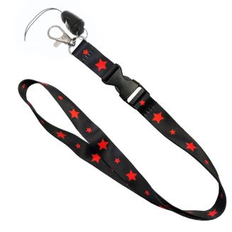 Fako Bijoux® - Keycord Print - Lanyard - Sleutelkoord - Badgehouder - 51cm - 20mm - Rode Sterren
