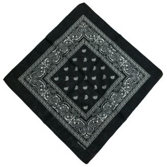 Merkloos - Bandana - Hoofddoek - Mondbescherming - Zakdoek - Paisley - Zwart