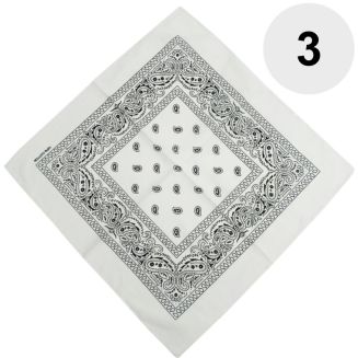 Fako Fashion - Bandana - Hoofddoek - Mondbescherming - Zakdoek - Paisley - Wit - 3 Stuks