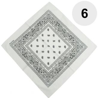 Fako Fashion® - Bandana - Hoofddoek - Mondbescherming - Zakdoek - Paisley - Wit - 6 Stuks