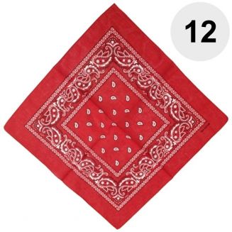 Fako Fashion® - Boerenzakdoek Rood - Bandana Rood - Zakdoek Rood - 12 Stuks