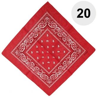 Fako Fashion® - Bandana - Hoofddoek - Mondbescherming - Zakdoek - Paisley - Rood - 20 Stuks