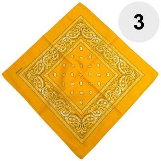 Fako Fashion - Bandana - Hoofddoek - Mondbescherming - Zakdoek - Paisley - Goudgeel - 3 Stuks