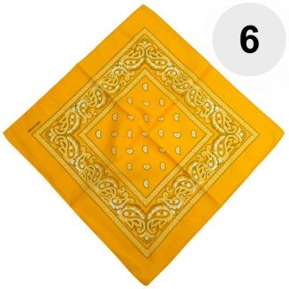 Fako Fashion® - Bandana - Hoofddoek - Mondbescherming - Zakdoek - Paisley - Goudgeel - 6 Stuks