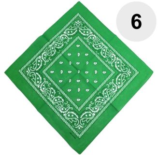 Merkloos - Bandana - Hoofddoek - Mondbescherming - Zakdoek - Paisley - Groen - 6 Stuks