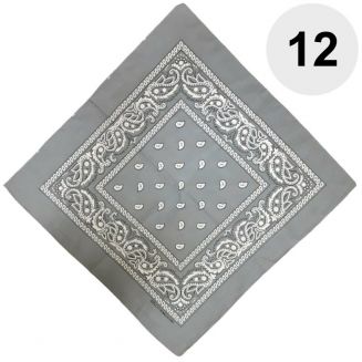 Fako Fashion® - Bandana - Hoofddoek - Mondbescherming - Zakdoek - Paisley - Grijs - 12 Stuks