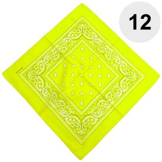 Merkloos - Bandana - Hoofddoek - Mondbescherming - Zakdoek - Paisley - Geel - 12 Stuks