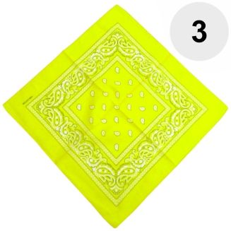 Fako Fashion - Bandana - Hoofddoek - Mondbescherming - Zakdoek - Paisley - Geel - 3 Stuks