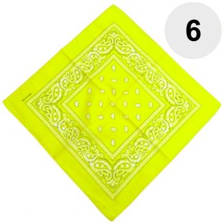 Merkloos - Bandana - Hoofddoek - Mondbescherming - Zakdoek - Paisley - Geel - 6 Stuks