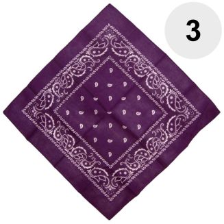 Fako Fashion - Bandana - Hoofddoek - Mondbescherming - Zakdoek - Paisley - Donkerpaars - 3 Stuks
