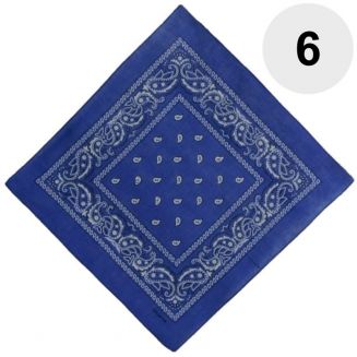 Merkloos - Bandana - Hoofddoek - Mondbescherming - Zakdoek - Paisley - Blauw - 6 Stuks