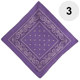 Fako Fashion - Bandana - Hoofddoek - Mondbescherming - Zakdoek - Paisley - Paars - 3 Stuks