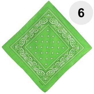 Fako Fashion® - Bandana - Hoofddoek - Mondbescherming - Zakdoek - Paisley - Lichtgroen - 6 Stuks