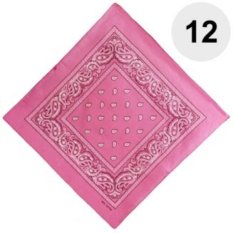 Fako Fashion® - Bandana - Hoofddoek - Mondbescherming - Zakdoek - Paisley - Roze - 12 Stuks