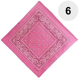 Fako Fashion® - Bandana - Hoofddoek - Mondbescherming - Zakdoek - Paisley - Roze - 6 Stuks