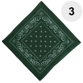 Fako Fashion - Bandana - Hoofddoek - Mondbescherming - Zakdoek - Paisley - Donkergroen - 3 Stuks