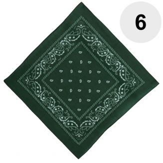 Fako Fashion® - Bandana - Hoofddoek - Mondbescherming - Zakdoek - Paisley - Donkergroen - 6 Stuks