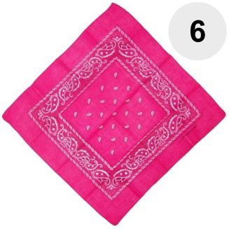 Merkloos - Bandana - Hoofddoek - Mondbescherming - Zakdoek - Paisley - Fuchsia - Donkerroze - 6 Stuks