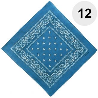 Fako Fashion® - Bandana - Hoofddoek - Mondbescherming - Zakdoek - Paisley - Turquoise - 12 Stuks